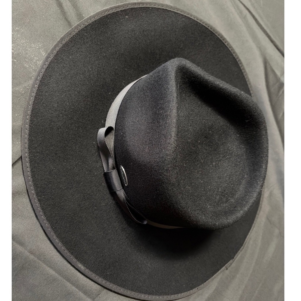Wallaroo Sloan Black Wool Felt Wide Brim Fedora Hat Adjustable UPF 50+ NWT